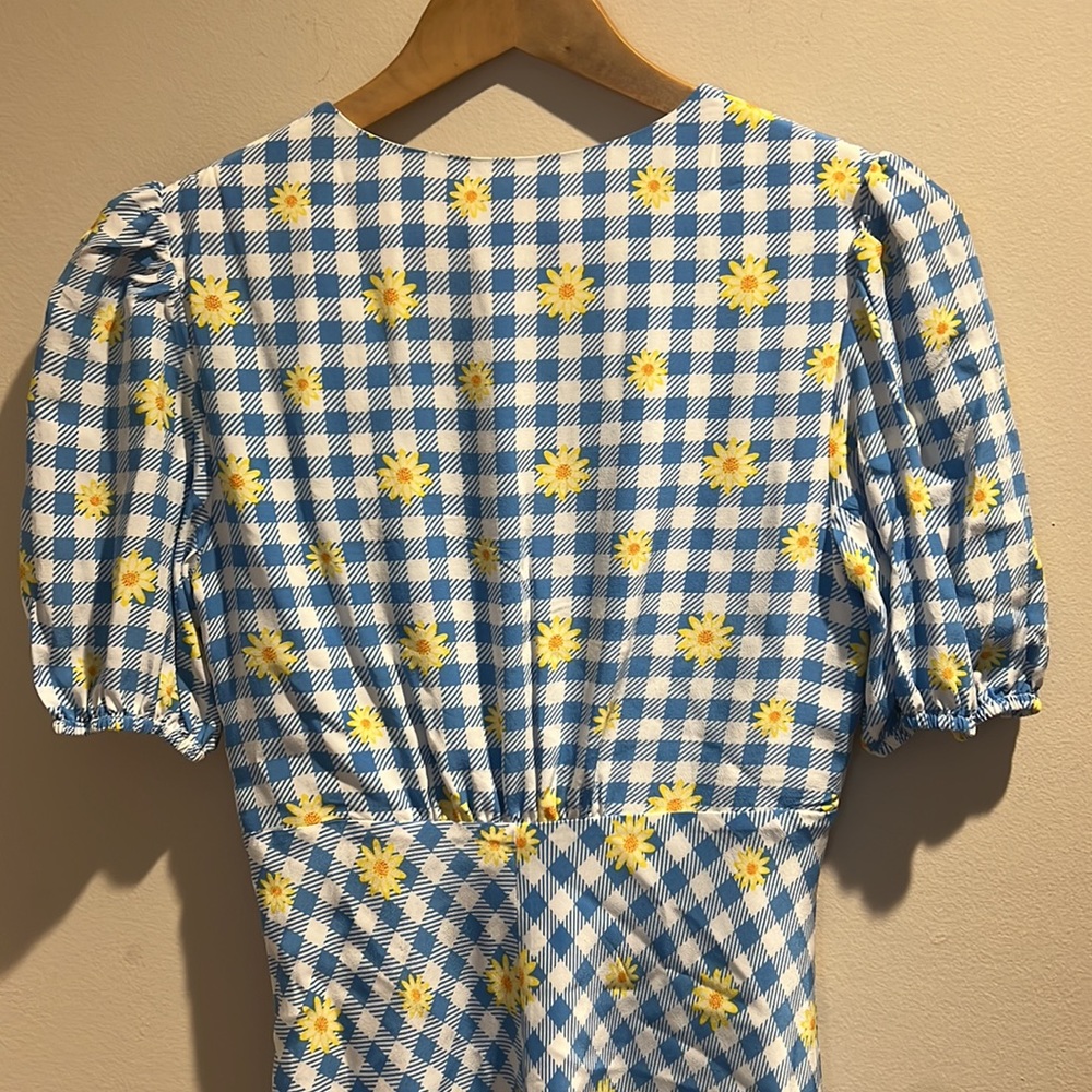 NWT Staud Milla Dress Gingham Daisy Multi - Picture 6 of 8
